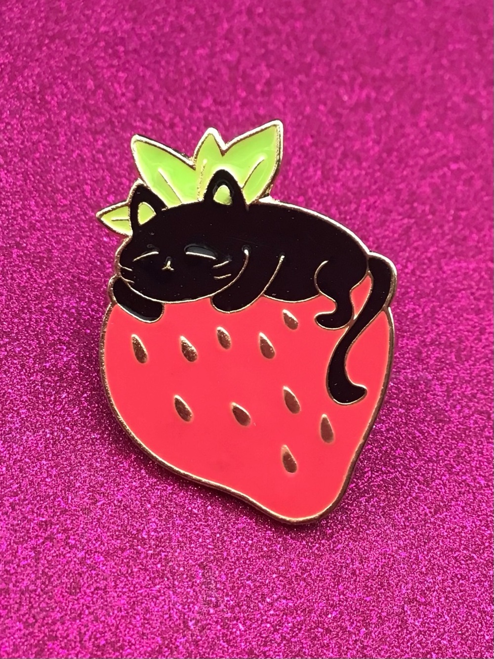 Strawberry Cat Enamel Pin